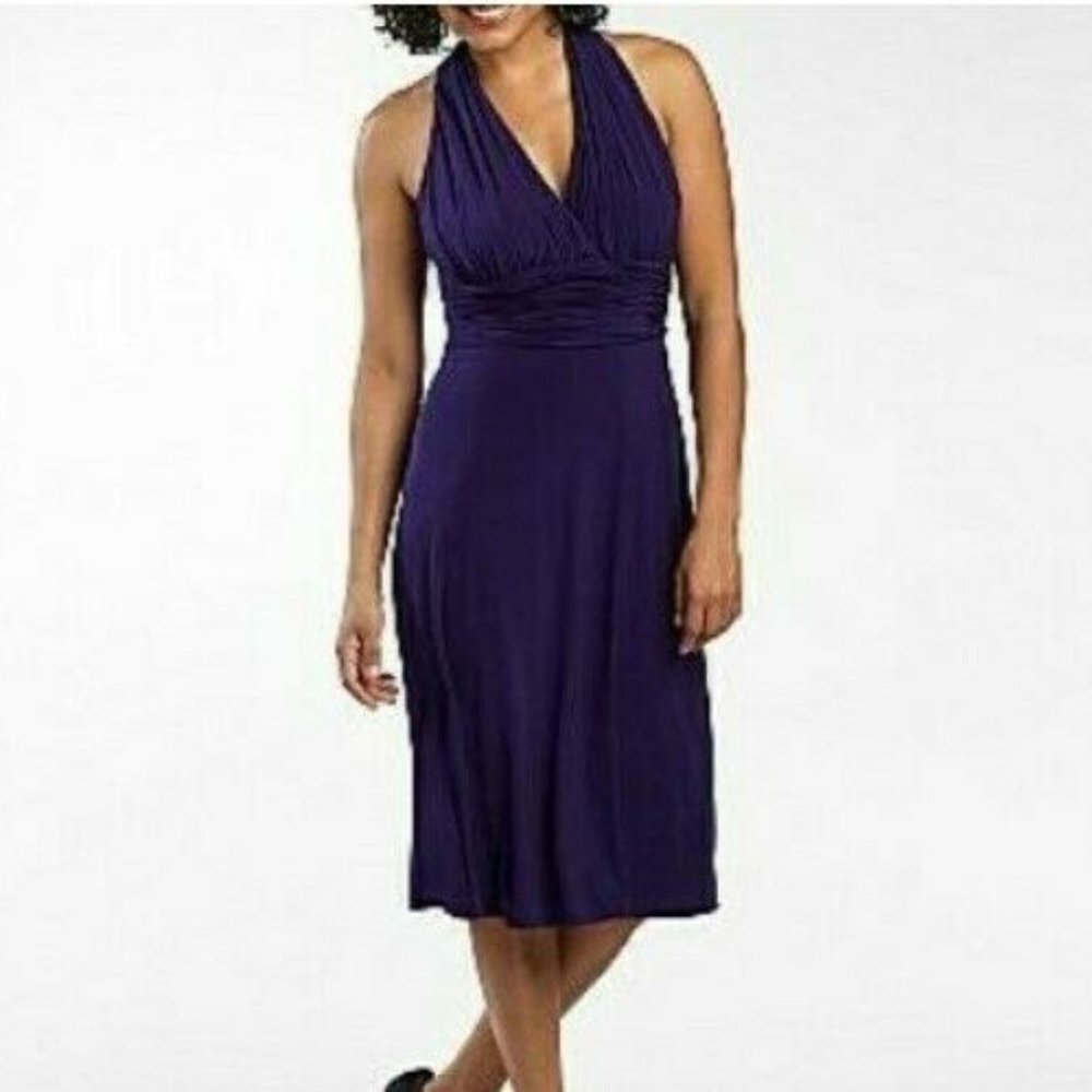 Jones Wear Dress Sexy Purple-Blue Ruched Waist 8